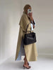 Oversize Women's Stand Collar Trench Coat Full Sleeved Single Breasted Pocket Side Split Long Windbreaker Autumn Lady Outwear
