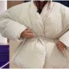 Casual Women's Winter Jacket Solid V Neck Tie-waist Full Sleeve Loose Puffy Padded Coats Street Warm Outwear