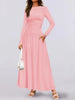 Autumn Women Long Sleeve Maxi Dress Comfortable Fit Ruched Detail Multi Color for Casual Everyday Wear