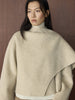 Winter Korean style slanted collar irregular wool double-sided woolen coat silhouette warm jacket for women