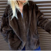 Women's Oversized Coats V-neck Long Sleeve Pocket Faux Fur Jackets Winter Female Furry Solid Loose Fitting Jacket Outerwears