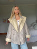 Plaid Trench Short Coat Casual Double Breasted Shawl Lapel Loose Street Jacket Lady Fall Chic Daily Commute Outerwear