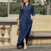 Autumn Elegant Women's Denim Dress Long Sleeve Buttons Shirt Long Dress Female Elegant Casual Ladies Clothes