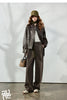 Women's Wide Leg Suit Pants Fall Drapey Seam Detail Tailored Office