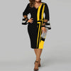 Plus Size Midi Dress for Women Elegant Print Party Dress Long Sleeve Dress