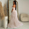 Women Tierred Mesh See Though Off Shoulder Sweetheart Collar Maxi Long Floor Length Dress Evening Sexy Party Dresses