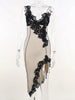 Sexy Lace Party Dress Women Deep V-Neck Irregular Chic Patchwork Design Skinny Maxi Bodycon Midnight Stretch Clubwear