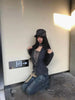 Women Y2K Low Rise Flare Jeans Vintage Washed Cross Patch Distressed Grunge Slim Bootcut Denim Pants Streetwear