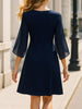 Womens Fluter Sleeve Crew Neck Loose Shift Tunic Cocktail Knee Length Business Casual Party Chiffon Bodycon A-Line Dress