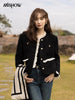 Wool Coat for Women Winter Korean Retro Lace Splicing Lamb Wool Button Pockets Thickened Warm Female Coat MXB43W0720