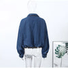 Chic Stand Collar Denim Cropped Jackets Women Loose Zipper Pockets Full Sleeve Female Coats Spring Lady Outwear Street