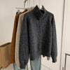 Autumn Winter Women Korean Vintage Cardigan Knitted Sweater Coat Turtleneck Long Sleeve Knitwear Female Clothes Sweater Jacket