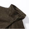 Chic Green Suede Lace Up Jackets Women Loose Stand Collar Belt Long Sleeve Buttons Coats Autumn Winter Lady Outwear