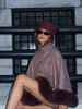 Elegant Plaid Cape Skirt 2 Piece Set Women Chic High Waist Single Breasted Faux Fur Hem Shawl Coat Suit Fall Winter Party Outfit