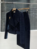Autumn Winter Tweed Women's Suit High End Elegant Lapel Long Sleeve Short Jacket + Split Slim Skirt Solid Color 2 Piece Set
