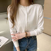 Knitted Cardigan Jacket Women Spring Autumn Round Neck Casual Cardigans Woman Solid Color Slim Korean Jumpers Female