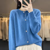 2026Knitted Sweater Autumn/Winter Cardigan Short Jacket Loose Top Women's Lazy Style Round Neck Star Button Knitted Sweater