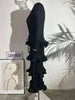Long Pleated Dress Women Round Neck Solid Color Ruffles Cake Belt Dresses Multi-layer Female Elegant Clothing 2R6863