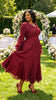 Womens Plus Size Pleated Elegant Maxi Long Sleeve Dress with Sequin Belt and Patchwork Hem for Wedding Guest