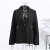 Elegant Shoulder Pad Slim Suit Jackets Women Solid Lapel Long Sleeved Jacket Female Spring Chic Daily Style Outwears Tops