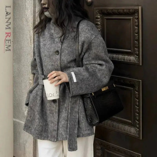 Autumn Winter Stand Collar Women's Double-faced Woolen Coat Korean Single Breasted Thick Overcoat DB5065