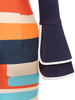 Womens Flare Long Sleeve Geometry Print Crew Neck Knee Length Patchwork Business Casual Party Midi Pencil Bodycon Sheath Dress