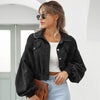 Autumn Cropped Corduroy Jackets Overcoat Single Breasted Lantern Sleeve Coats Women Vintage Winter Women Jacket 18047
