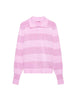 Women Striped Knitted Cardigan Single Breasted Long Sleeve Polo Collar Sweater Casual Knitted Coat