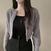 Short Sweater Zipper O-neck Knitted Cardigan Coat Casual Basic Solid Black Women Clothes Winter All-match Thick Lady