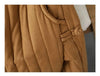 Women's Warm Pants Autumn Winter Vertical line pressed Solid Cotton padded Elastic waist band Buckle Casual Carrot trousers