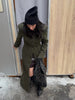 Solid Faux Woolen Maxi Coats Women Waist-cinching Single-breasted Shoulder Pad Lapel Overcoats Ladies Winter Streetwear