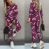 Spring Women's Casual 2-piece Set O-neck Long-sleeved Top Elastic Waist Small Feet Pants Letter Printing Street Suit