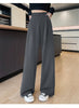 Autumn Vintage Striped Loose Women's Wide Leg Pant Button Spring High Waist Female Straight Office Full Length Trousers