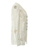 Beige Jacquard Perspective Big Size Elegant Blazer Women V-neck Long Sleeve Jacket Spring Autumn 1DH7169