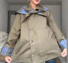 Plaid Scarf Two-sided Jacket Vintage Lapel Double Row Buckle With Pockets Loose Casual Women's Outwear Chic Street Daily Outfit