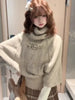 Cute twist knitted pullover cape sweater for women autumn and winter loose and thick high-neck design youthful mid-sleeved top