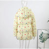 Women's Floral Print Hooded Puffer Jacket with Bow Decor Cute Oversized Winter Warm Coat Loose Casual Feminine Outerwear