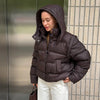 Two Wear Women's Winter Jacket Detachable Sleeve Padded Coat Stand Collar Hooded Puffer Coat Short Padded Coat Padded Vest