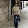Casual Double Breasted Short Trench Coats Women Solid Stand Collar Lace Up Versatile Jacket Spring Daily Lady Outerwear