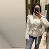 Spring Autumn Solid Women Short Windbreaker Stand Collar Long Sleeve Belt Single Breasted Female Coat Elegant Lady Outwear