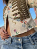 Vintage Napoleon Cropped Jacket Women Floral Embroidery Stand Collar Short Blazer Fringe Hem Long Sleeve Street Outerwear