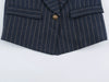 Retro College Women Striped Blazer Lapel Collar Double Breasted Decor Buttons Slim Fit Cropped Suit Jacket Casual Outerwear