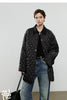 Women Cotton Jacket Winter Retro Diamond Grid Workwear Large Pocket Mid Length Jacket Brown