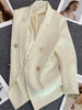 Women Suit Blazer Elegant Coat Spring Autumn Korean Blazer Double Breasted Jacket Solid Ladies Tops Clothes