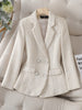 Korean Tweed Blazer Jacket Coat Women Long Sleeve French Slim Woolen Suit Outwear Autumn Winter Casaco