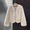 Autumn Winter V-Neck Korean Version Female Short Fur Coat Solid Color Beautiful Be All-match Ladies Outerwear