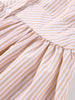 Flying Sleeve Ruffle Striped Slip Long Dress Women Elegant Square Collar Waist Cinching Pleat Party Dresses Chic Ladies Vestido