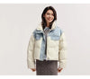 Down Jacket Women Waterproof Patchwork Oversize Stand Collar Winter Coat