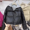 Autumn Winter Fake Two Pieces Splicing Cotton Jacket Women Cotton-Padded Thick Warm Parkas Short Coat Female Casual Lady Top