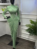 Women High Neck Cutout Back Stacked Ruched Bodycon Midi Maxi Dress Street Sexy Party Education Long Dresses Vestido